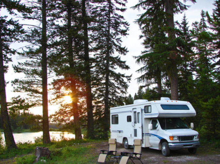 rv camping in the woods